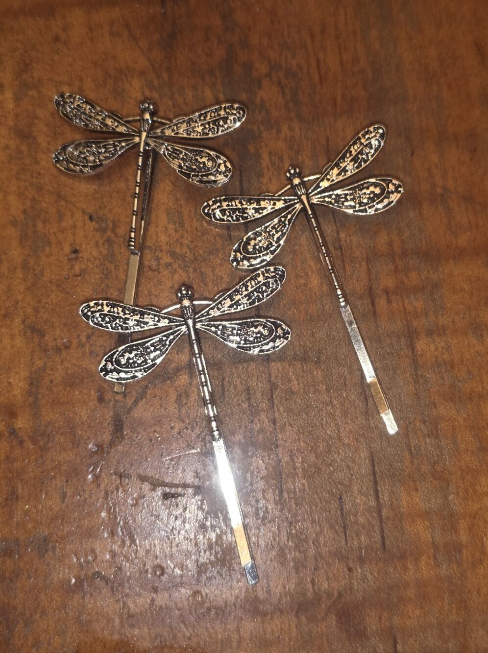 3 Dragonfly Hair Pins New Never Worn No Packaging